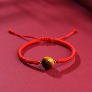 Buddha Gift Handmade Tiger Eye Bead Luck Protection Rope Bracelet
