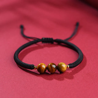 Buddha Gift Handmade Tiger Eye Bead Luck Protection Rope Bracelet