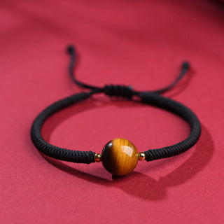 Buddha Gift Handmade Tiger Eye Bead Luck Protection Rope Bracelet