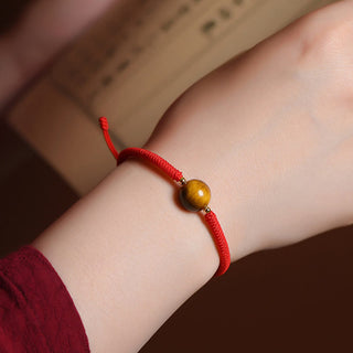 Buddha Gift Handmade Tiger Eye Bead Luck Protection Rope Bracelet