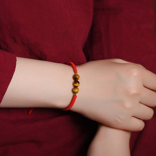 Buddha Gift Handmade Tiger Eye Bead Luck Protection Rope Bracelet