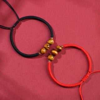 Buddha Gift Handmade Tiger Eye Bead Luck Protection Rope Bracelet
