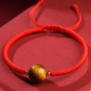 Buddha Gift Handmade Tiger Eye Bead Luck Protection Rope Bracelet