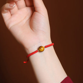 Buddha Gift Handmade Tiger Eye Bead Luck Protection Rope Bracelet
