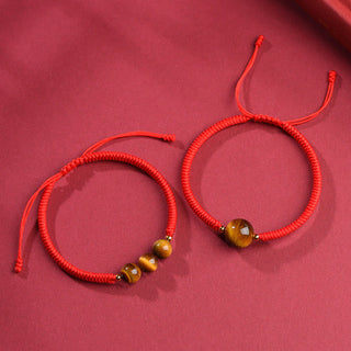 Buddha Gift Handmade Tiger Eye Bead Luck Protection Rope Bracelet