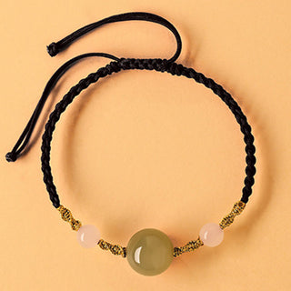 Buddha Gift Hetian Jade Black Onyx Red Agate Bead Luck Braided Bracelet