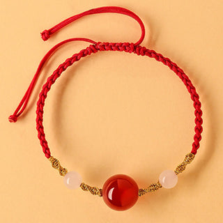 Buddha Gift Hetian Jade Black Onyx Red Agate Bead Luck Braided Bracelet