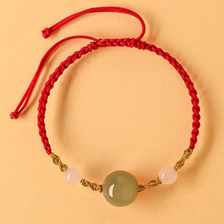 Buddha Gift Hetian Jade Black Onyx Red Agate Bead Luck Braided Bracelet