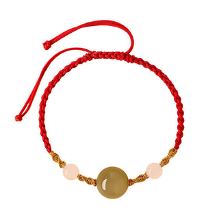 Buddha Gift Hetian Jade Black Onyx Red Agate Bead Luck Braided Bracelet