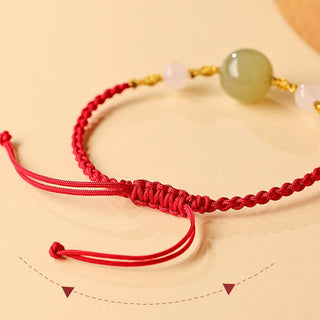 Buddha Gift Hetian Jade Black Onyx Red Agate Bead Luck Braided Bracelet