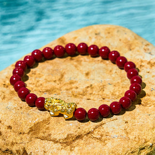 Buddha Gift Natural Cinnabar Beads Pixiu Blessing Bracelet