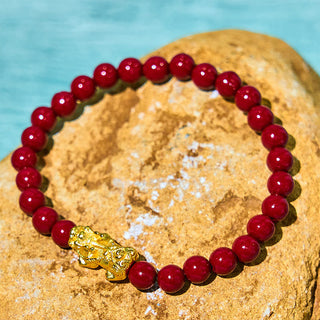 Buddha Gift Natural Cinnabar Beads Pixiu Blessing Bracelet