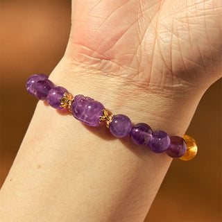 Buddha Gift Citrine Amethyst Pixiu Prosperity Bracelet