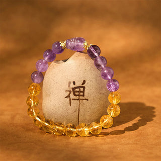 Buddha Gift Citrine Amethyst Pixiu Prosperity Bracelet