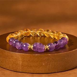 Buddha Gift Citrine Amethyst Pixiu Prosperity Bracelet