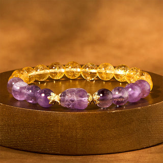 Buddha Gift Citrine Amethyst Pixiu Prosperity Bracelet