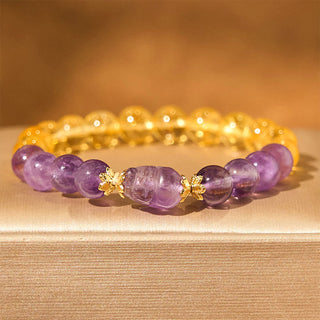 Buddha Gift Citrine Amethyst Pixiu Prosperity Bracelet