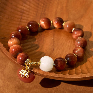 Buddha Gift Natural Red Tiger Eye Pumpkin Calm Bracelet