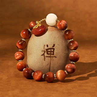 Buddha Gift Natural Red Tiger Eye Pumpkin Calm Bracelet