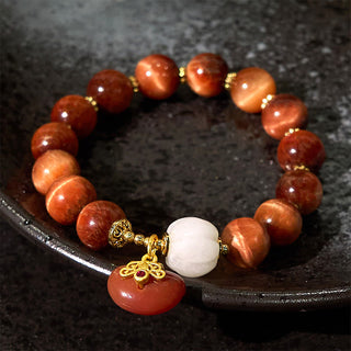 Buddha Gift Natural Red Tiger Eye Pumpkin Calm Bracelet
