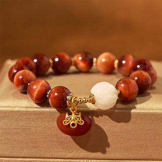 Buddha Gift Natural Red Tiger Eye Pumpkin Calm Bracelet
