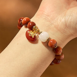 Buddha Gift Natural Red Tiger Eye Pumpkin Calm Bracelet