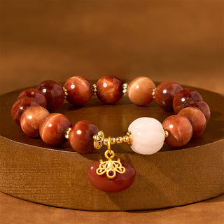 Buddha Gift Natural Red Tiger Eye Pumpkin Calm Bracelet