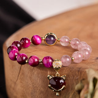 Buddha Gift Natural Strawberry Quartz Pixiu Love Bracelet