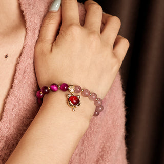 Buddha Gift Natural Strawberry Quartz Pixiu Love Bracelet