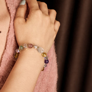 Buddha Gift PiXiu White Crystal Citrine Green Strawberry Quartz Amethyst Luck Bracelet
