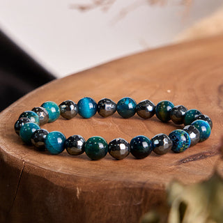 Buddha Gift 2Pcs Hematite Tiger Eye Blue Tiger Eye Powerful Bracelet Set