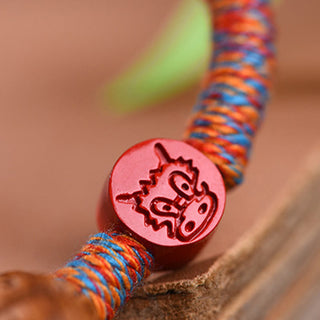 Buddha Gift Handmade Chinese Zodiac Red String Peach Pit Cinnabar Luck Bracelet