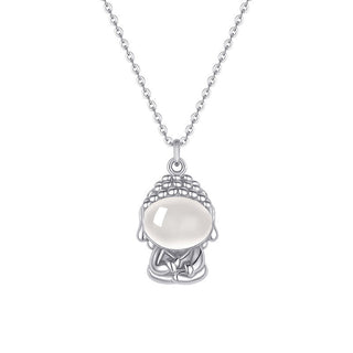 Buddha Gift 925 Sterling Silver Chalcedony Formless Buddha Positive Necklace Pendant
