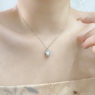 Buddha Gift 925 Sterling Silver Chalcedony Formless Buddha Positive Necklace Pendant
