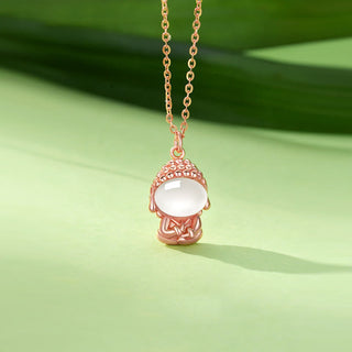 Buddha Gift 925 Sterling Silver Chalcedony Formless Buddha Positive Necklace Pendant