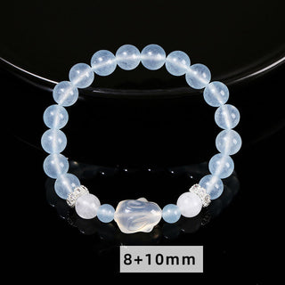 Buddha Gift Blue Chalcedony White Agate Rabbit Emotional Balance Bracelet