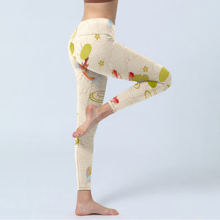 Buddha Gift Koi Fish Lotus Leaves Print Gym Leggings Women's Yoga Pants