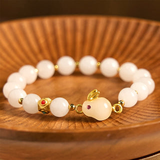 Buddha Gift Golden Silk Jade Cute Rabbit Luck Bracelet