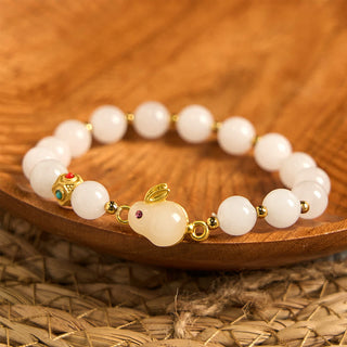 Buddha Gift Golden Silk Jade Cute Rabbit Luck Bracelet