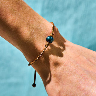 Buddha Gift Natural Tahitian Black Pearl Bead Wax Rope Wisdom Bracelet