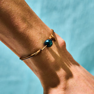 Buddha Gift Natural Tahitian Black Pearl Bead Wax Rope Healing Bracelet