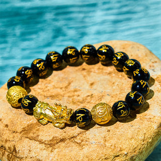 Buddha Gift FengShui PiXiu Obsidian Wealth Bracelet