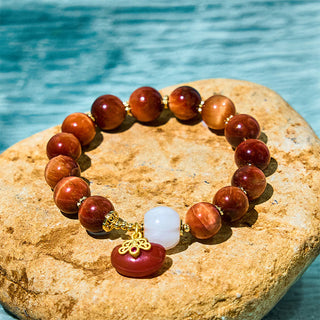 Buddha Gift Natural Red Tiger Eye Pumpkin Calm Bracelet