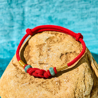 Buddha Gift Red String Jade Luck Fortune Knot Braided Couple Bracelet