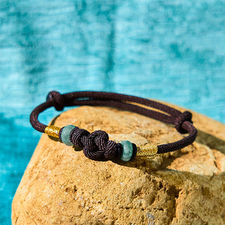 Buddha Gift Red String Jade Luck Fortune Knot Braided Couple Bracelet