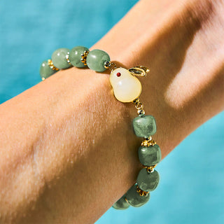 Buddha Gift Year of the Rabbit Natural Green Aventurine Luck Bead Bracelet