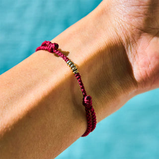 Buddha Gift 925 Sterling Silver Lucky Golden Bead Braided String Bracelet Anklet