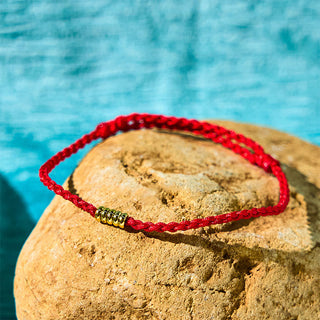 Buddha Gift 925 Sterling Silver Lucky Golden Bead Braided String Bracelet Anklet