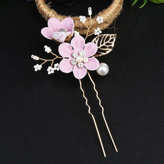 Buddha Gift 4Pcs Handmade Wedding Golden Leaf Flower Pearl Hairpin Hair Comb Set