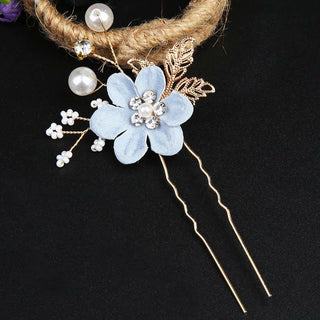 Buddha Gift 4Pcs Handmade Wedding Golden Leaf Flower Pearl Hairpin Hair Comb Set